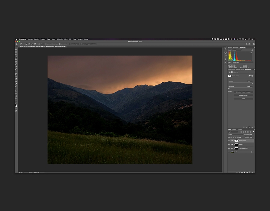 Properties, View Mode is displayed and the flower is now to the side of the man's face