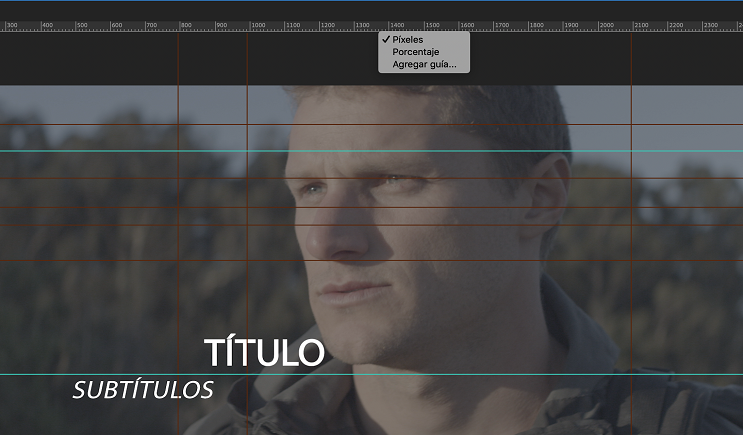 Alternar entre las opciones de medida de píxeles y porcentajes
