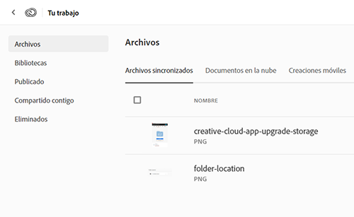 Página Creative Cloud Assets