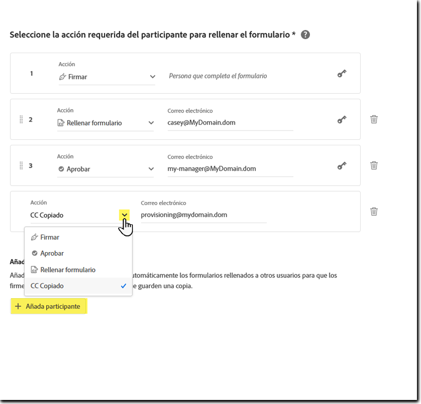 Agregar participantes