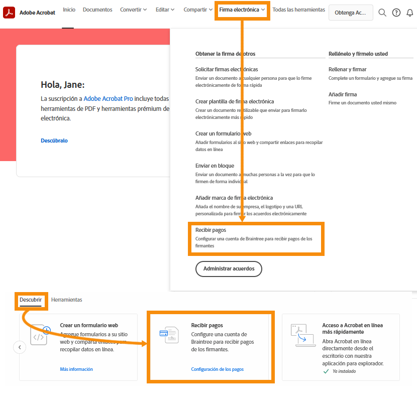 Ir al menú de pagos