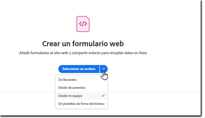 Seleccionar un archivo para el formulario web