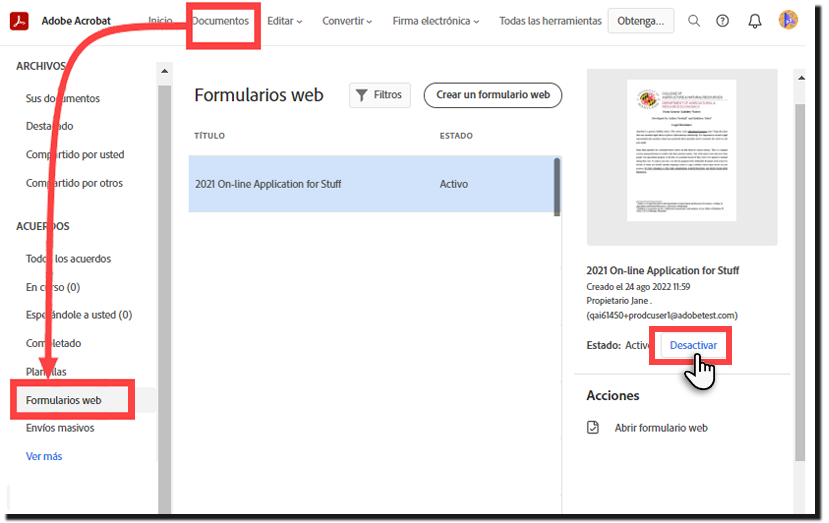 Deshabilitar un formulario web