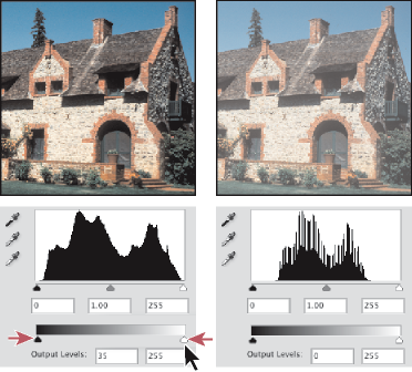 Photoshop Targeting shadows and highlights with Output Levels sliders