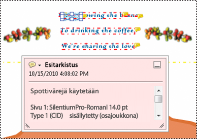 Esimerkki PDF-raportista, jossa on muistilappu Esimerkki PDF-raportista, jossa on muistilappu