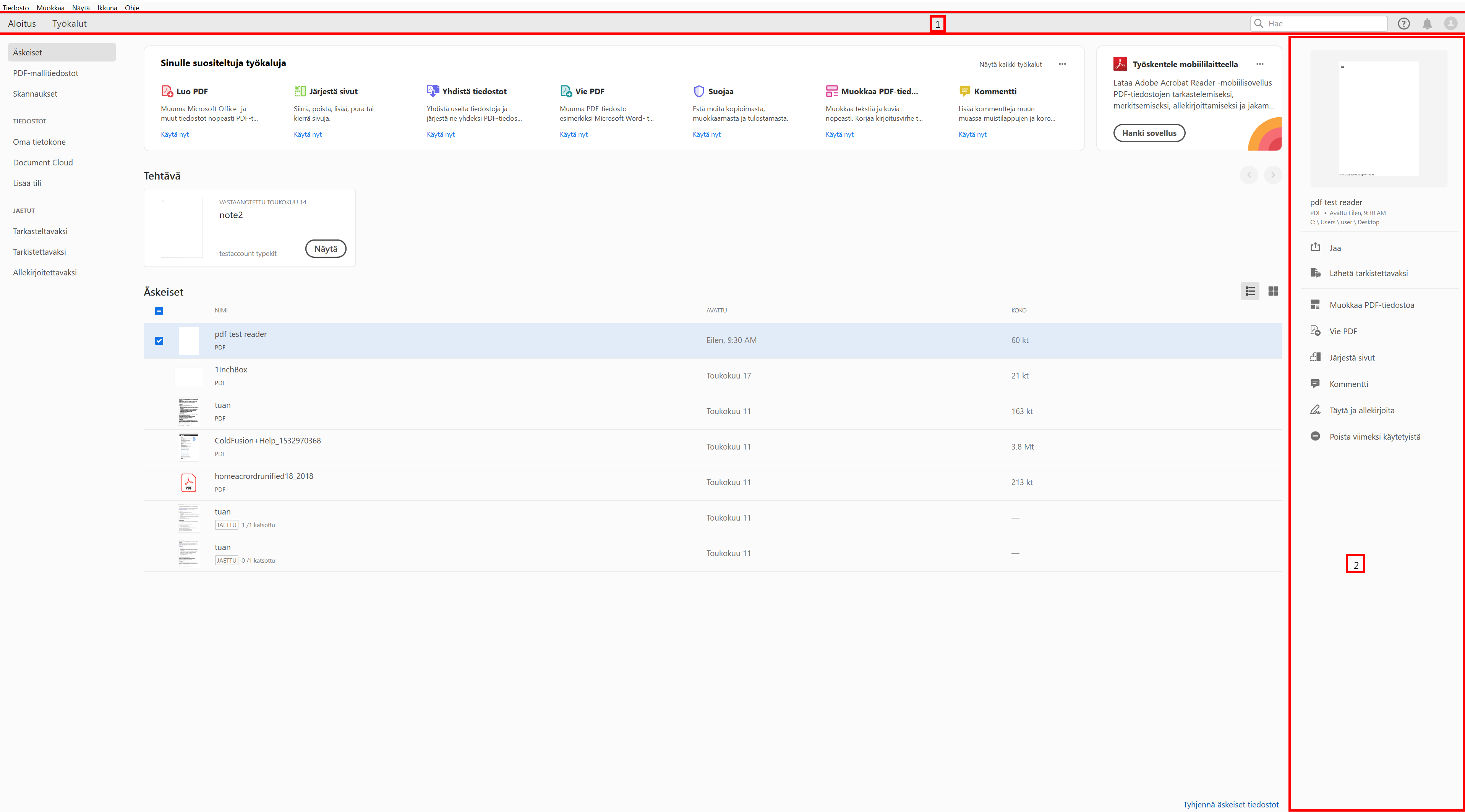 Koti-näkymän uudet VoiceOver-säilöt