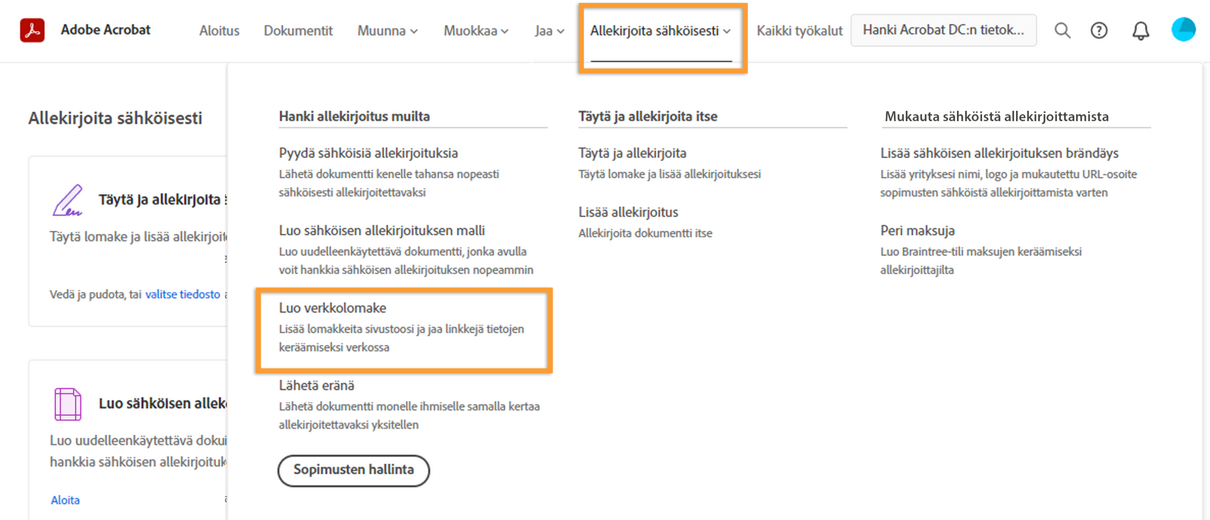 Verkkolomakkeen luominen
