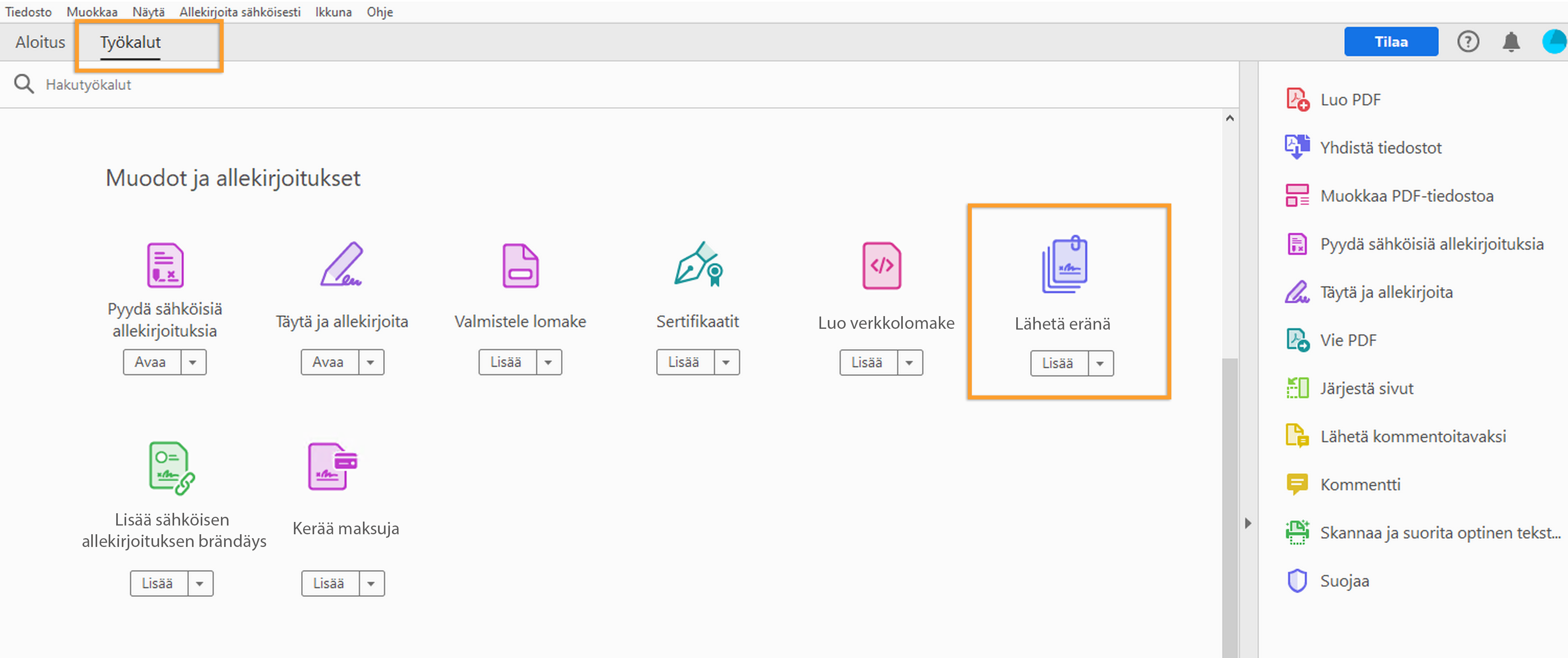 Allekirjoitusten pyytäminen eränä