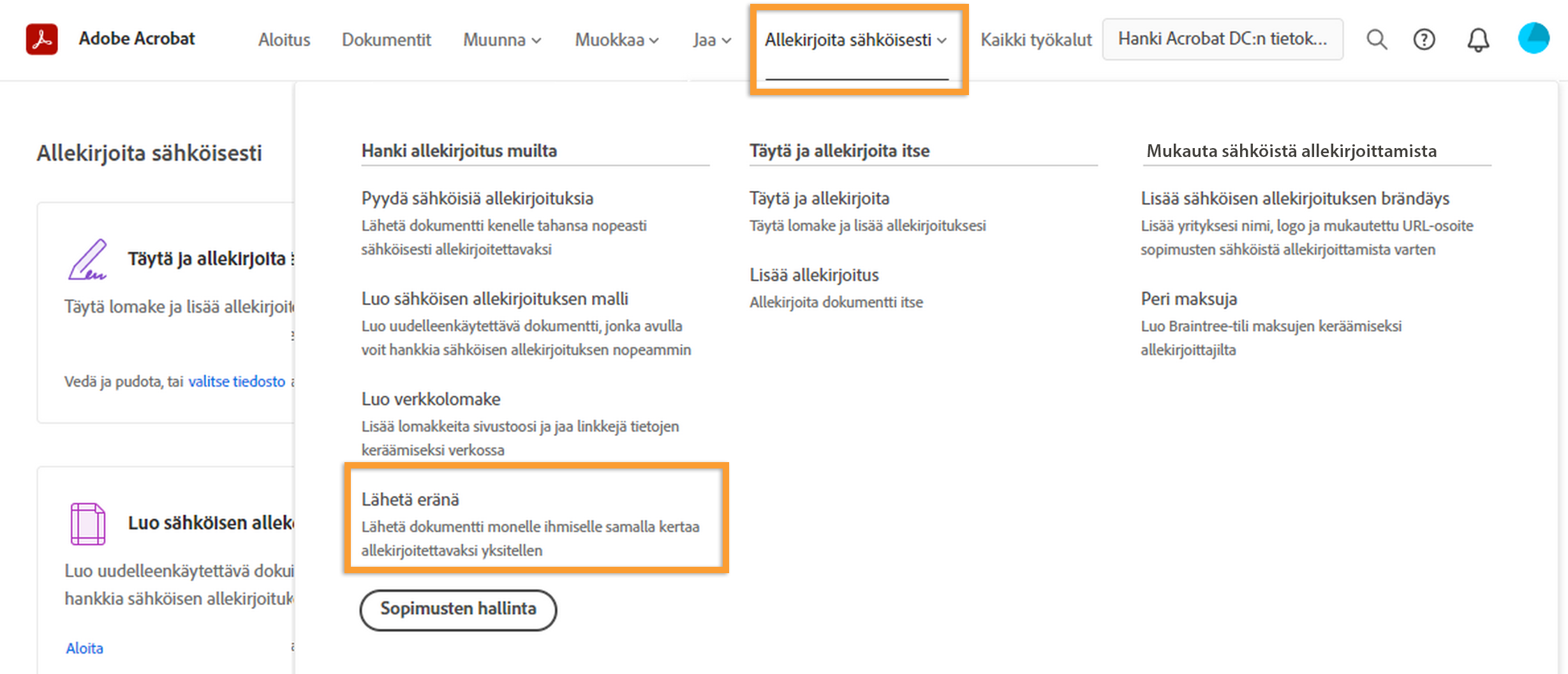 Allekirjoitusten pyytäminen eränä