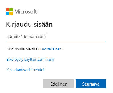 Microsoft Online -kirjautuminen