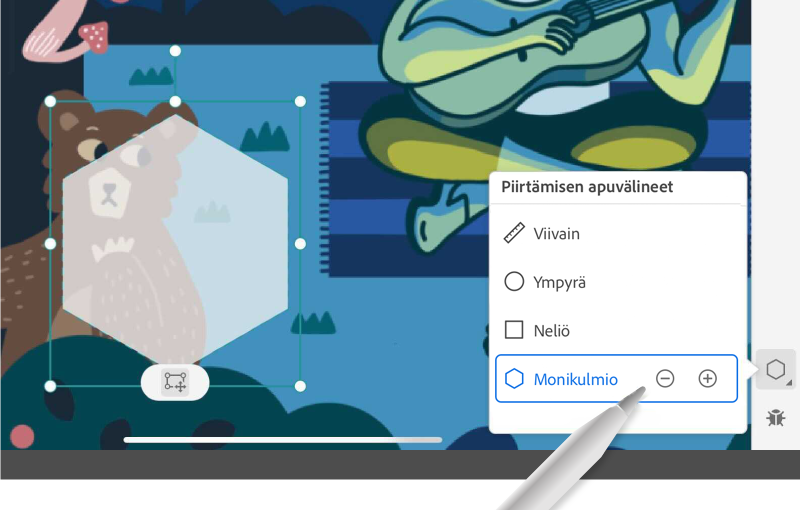 Käytä piirtoapuvälineitä perusmuotojen piirtämiseen ja täyttämiseen