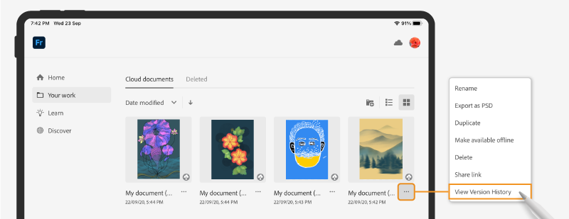 Sovelluksen sisäinen versiohistoria