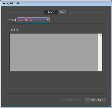 Luo QR-koodi -valintaikkuna Luo QR-koodi -valintaikkuna