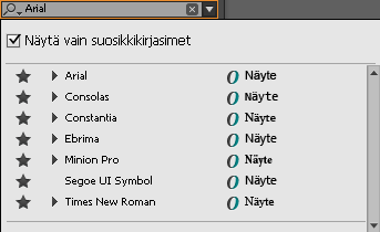 Suosikkikirjasimien luettelo Suosikkikirjasimien luettelo