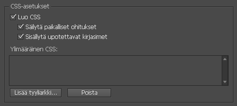 CSS-asetus EPUB-vientiasetukset-valintaikkunassa CSS-asetus EPUB-vientiasetukset-valintaikkunassa