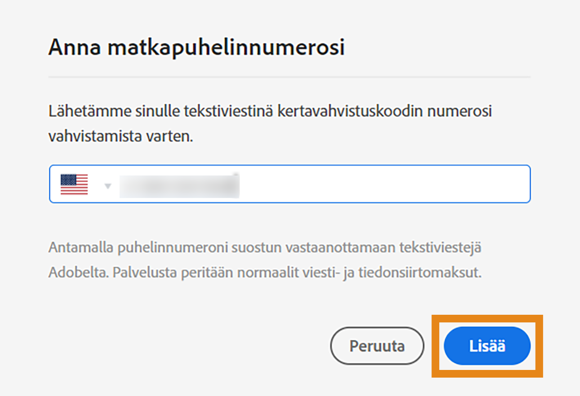 Vahvista, että haluat ottaa tekstiviesti-ilmoitukset matkapuhelimessasi käyttöön