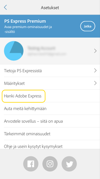 Hanki Creative Cloud Express