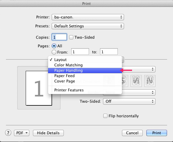 Impression de formats de page mixtes via Acrobat ou Reader