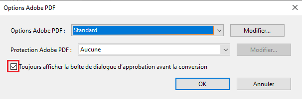 Décocher pour désactiver la boîte de dialogue de sécurité