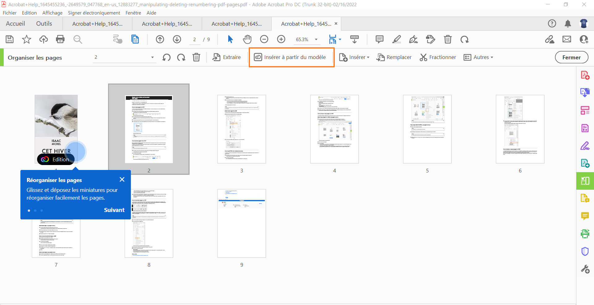 Insérer à partir du modèle
