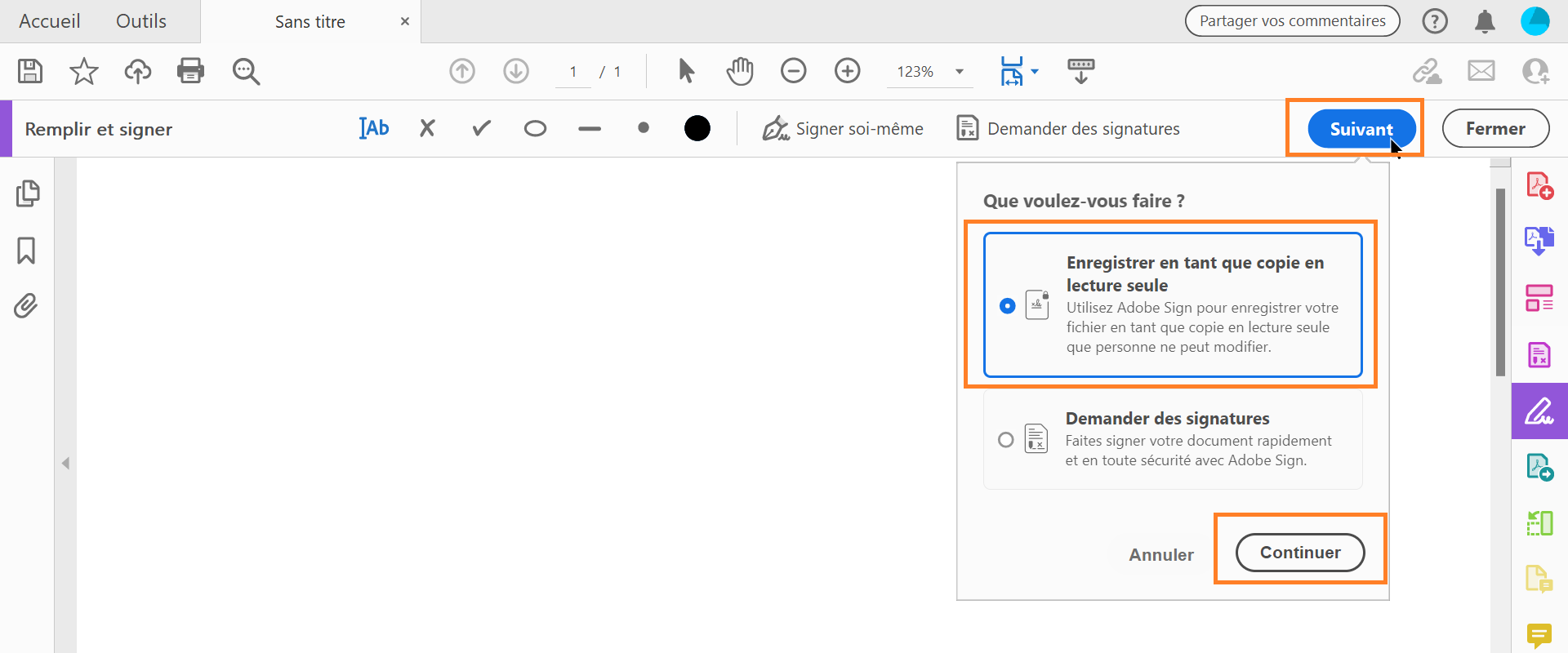 Enregistrement d’une copie en lecture seule