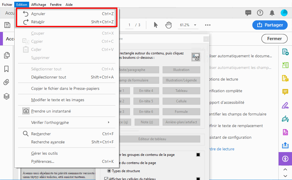 Annulation et rétablissement des modifications apportées aux balises