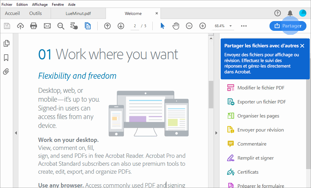 Conseil Acrobat pour le partage des fichiers PDF
