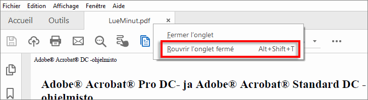 Rouvrir des onglets fermés
