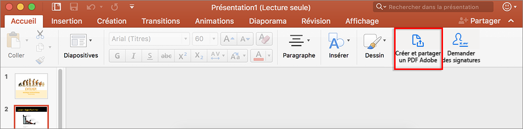 Création et partage de fichiers PDF depuis Word ou PowerPoint sur Mac