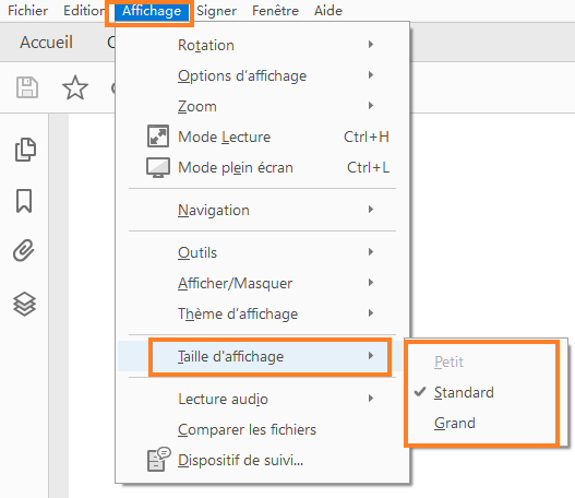Modifier la taille d’affichage