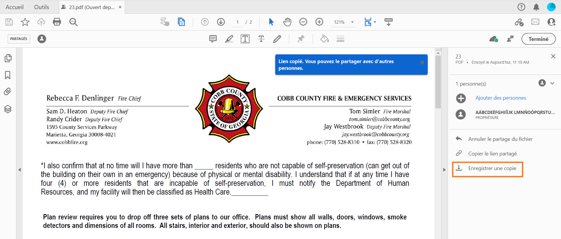 Enregistrer une copie