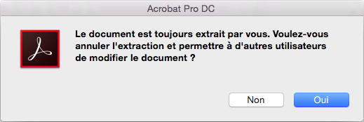 Invite pour annuler l’extraction