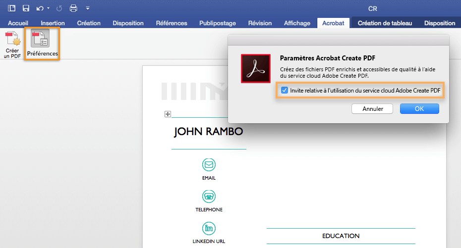 Réinitialiser les préférences