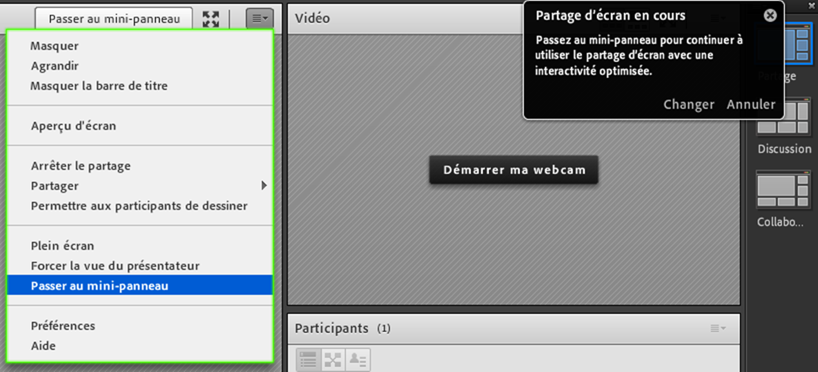 Partage de contenu au cours du0027une session Adobe Connect