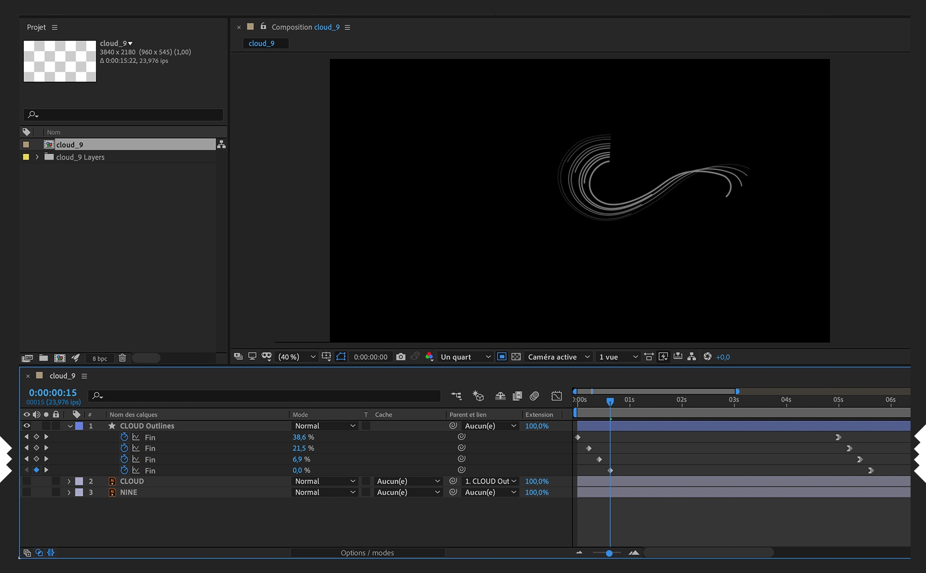 Les images clés sont légèrement décalées pour animer le chiffre huit de manière progressive.