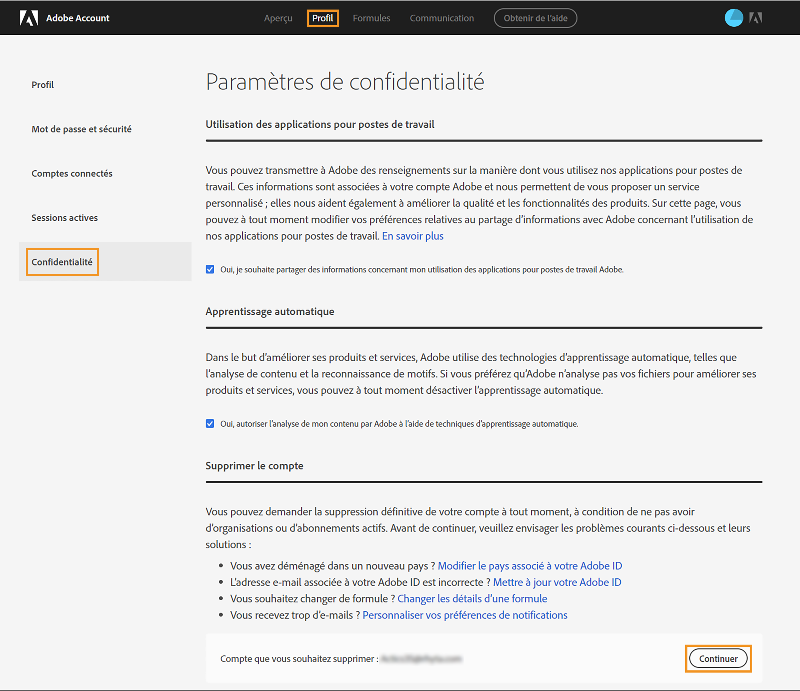 Suppression De Votre Compte Adobe Individuel Et Suppression Definitive De Vos Informations Personnelles