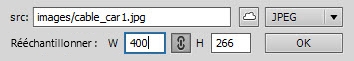 Une image JPEG téléchargée fait 400 x 266 pixels.