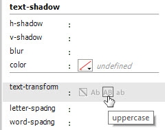 Certaines propriétés sont définies à l'aide d'icônes visuelles.