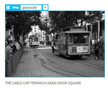 Image convertie en niveaux de gris à l’aide d’un filtre CSS.