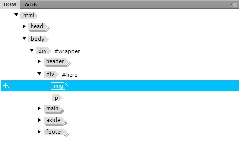 Image correctement imbriquée dans le panneau DOM.