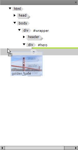 Glisser-déposer de l’image à l’emplacement correct dans le panneau DOM.