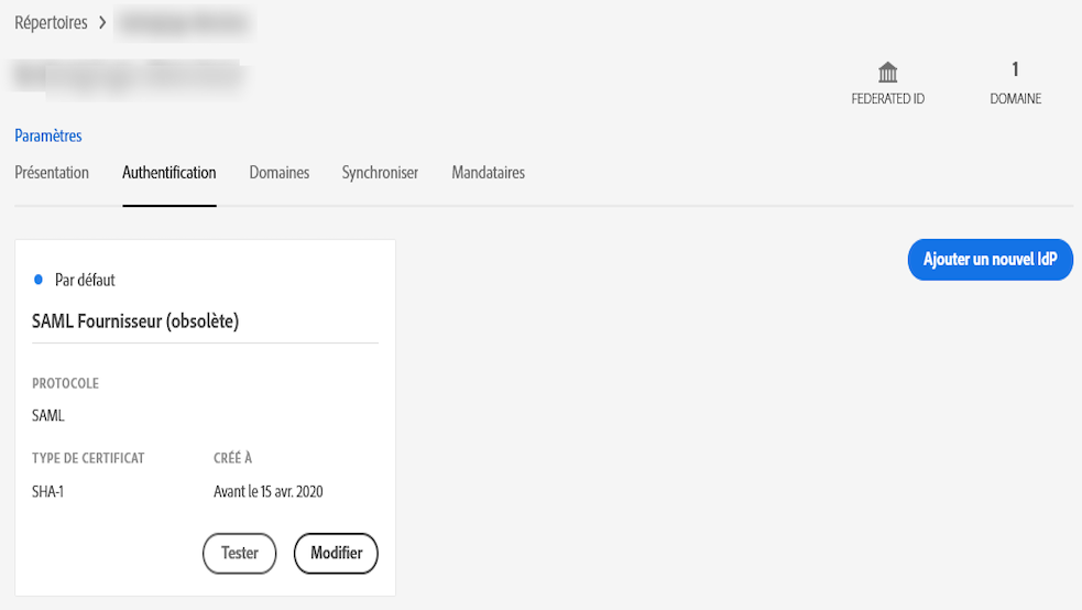 Ajouter un nouveau IdP