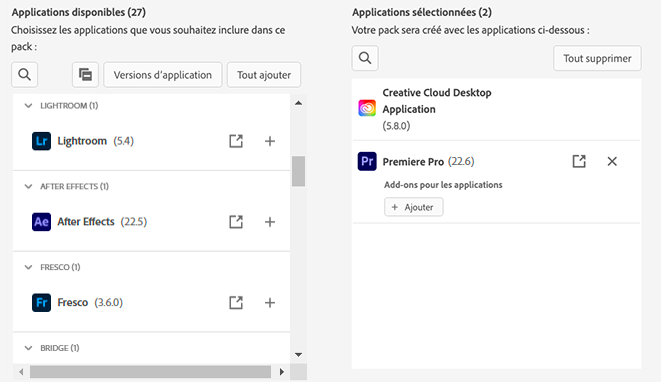 Modules complémentaires d’application