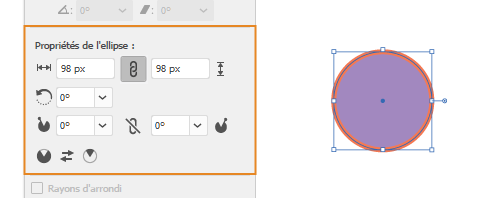 Propriétés des formes dynamiques | Ellipse
