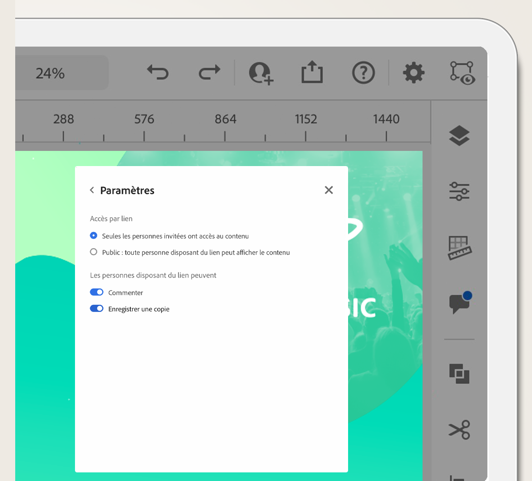 Paramètres de partage de commentaire