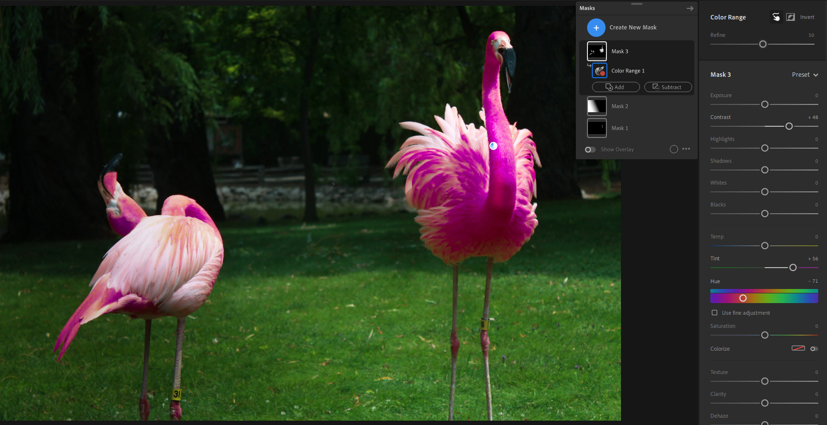 Gamme de couleurs dans Masquage