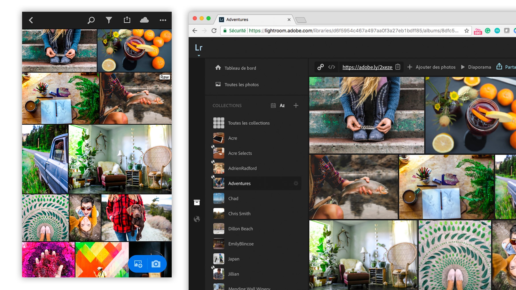 Les photos retouchées dans Lightroom sont synchronisées sur tous les appareils.