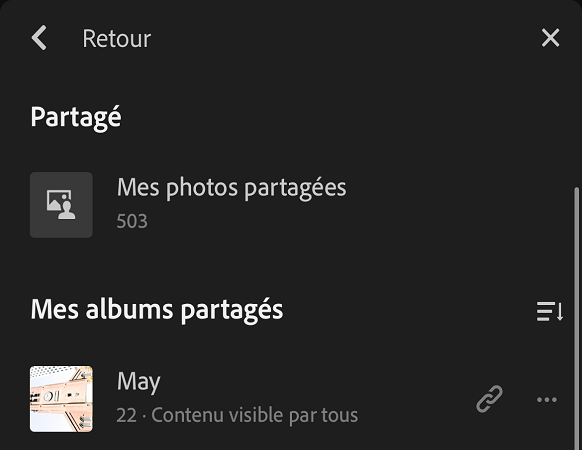 Mode Albums partagés