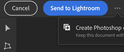 Envoi vers Lightroom depuis Photoshop sur iPad.