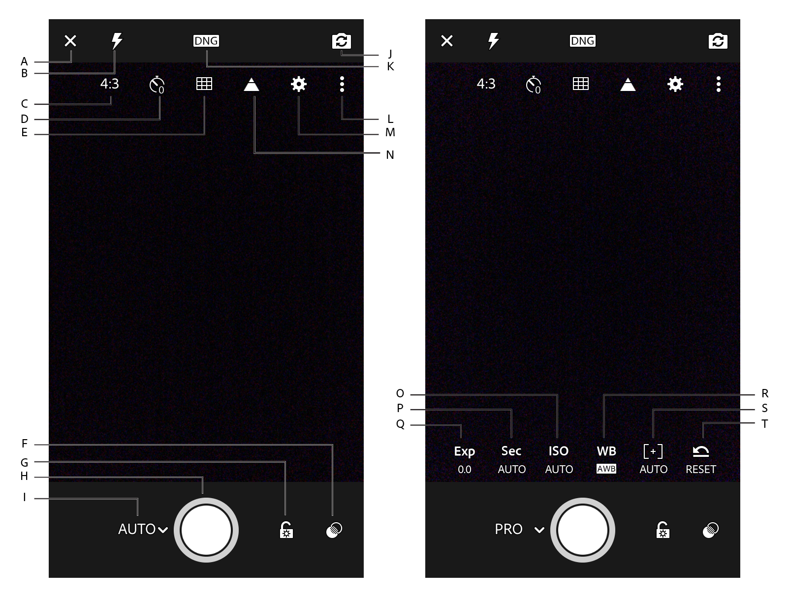 Options de l’interface de capture Lightroom